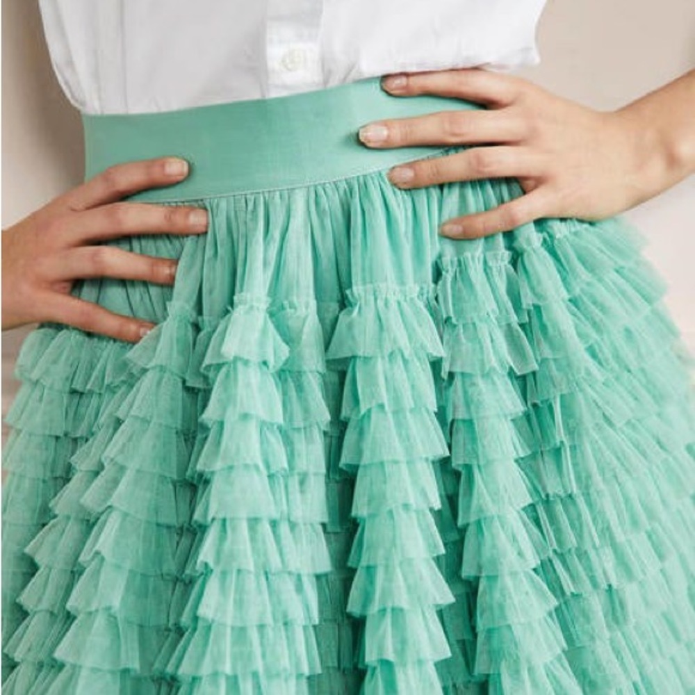 Boden Rachael Layered Tulle Skirt in Soft Green - Picture 3 of 6